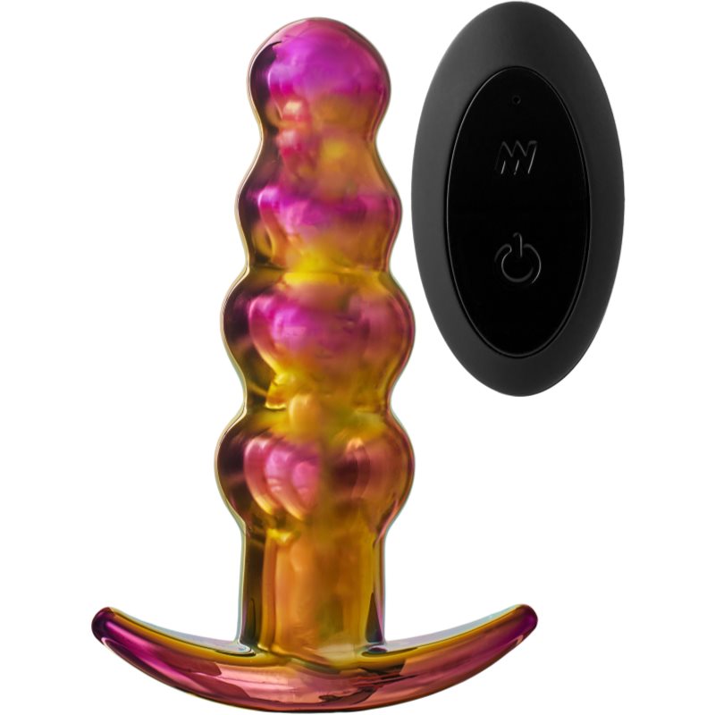 Dream Toys Glamour Glass Remote Beaded анальний вібратор Rainbow 13,5 см