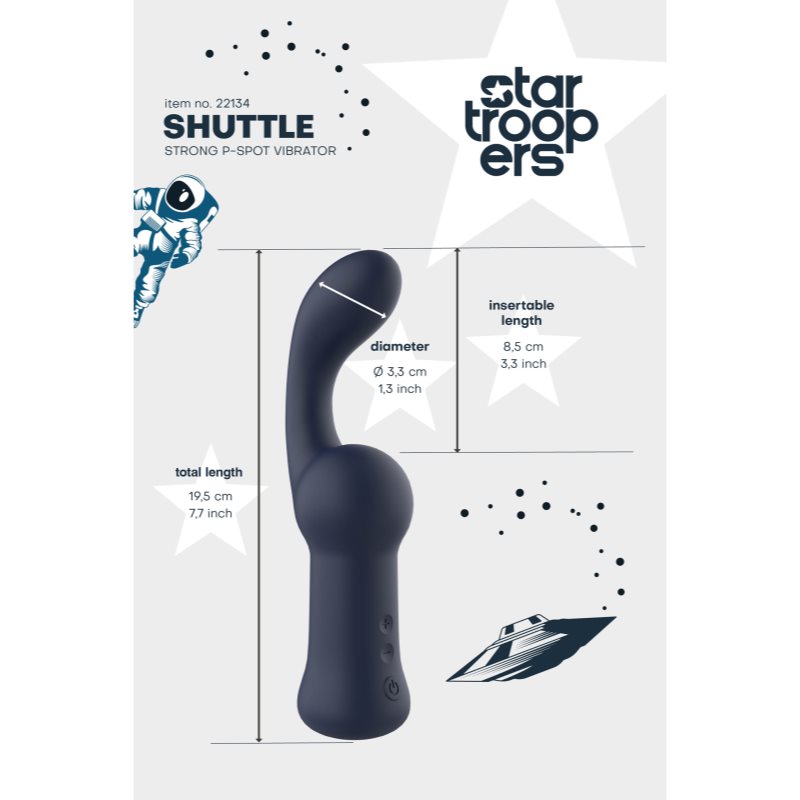 Dream Toys Star Trooper Shuttle Strong P-spot vibrátor Black 19,5 cm (obrázek 5)