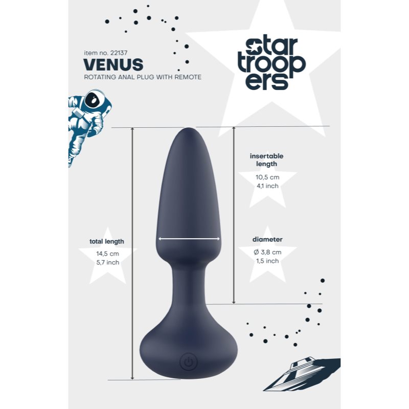 Dream Toys Star Trooper Venus Rotating anální kolík 14,5 cm (obrázek 5)
