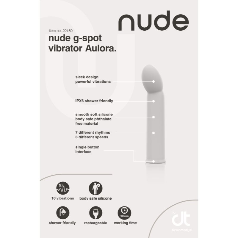 Dream Toys NUDE Aulora Travel G-spot vibrátor 14 cm (obrázek 6)