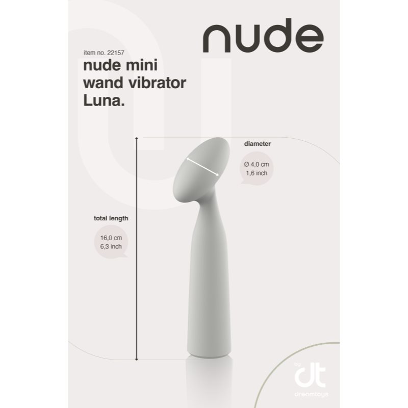 Dream Toys NUDE Luna Mini Wand masážní hlavice a vibrátor 16,2 cm (obrázek 5)