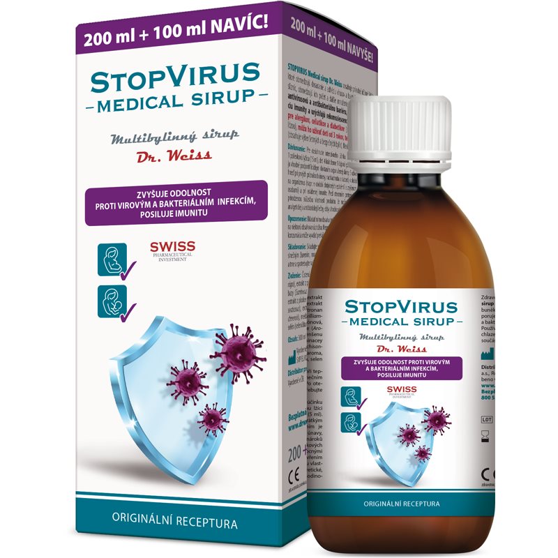 STOPVIRUS Medical sirup Dr. Weiss 200+100ml NAVÍC koupíte na Notino.cz