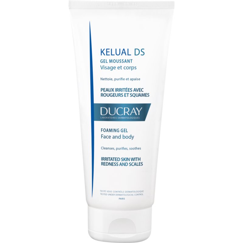 Ducray Kelual DS пінистий гель для делікатного миття подразненої шкіри для обличчя та тіла 200 мл