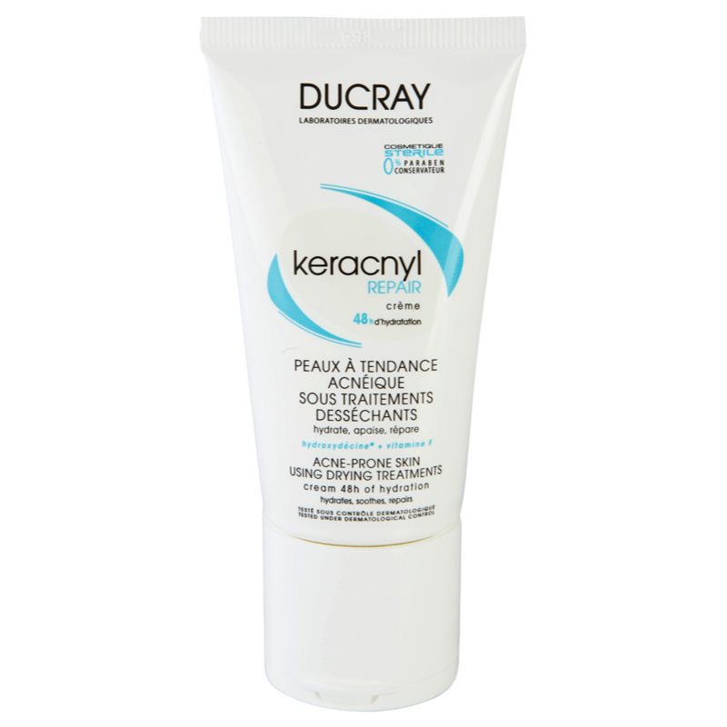 Ducray Keracnyl regeneruojamasis ir drėkinamasis kremas priemonių nuo aknės sudirgintai ir išsausintai odai 50 ml
