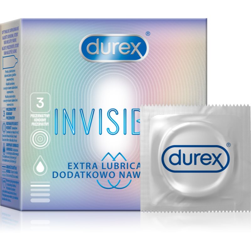 Durex Invisible Extra Lubricated Préservatifs 3 Pcs