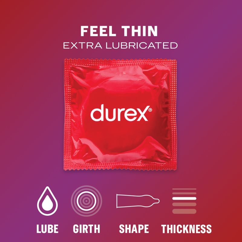 Durex Feel Thin Extra Lubricated Préservatifs 24 Pcs