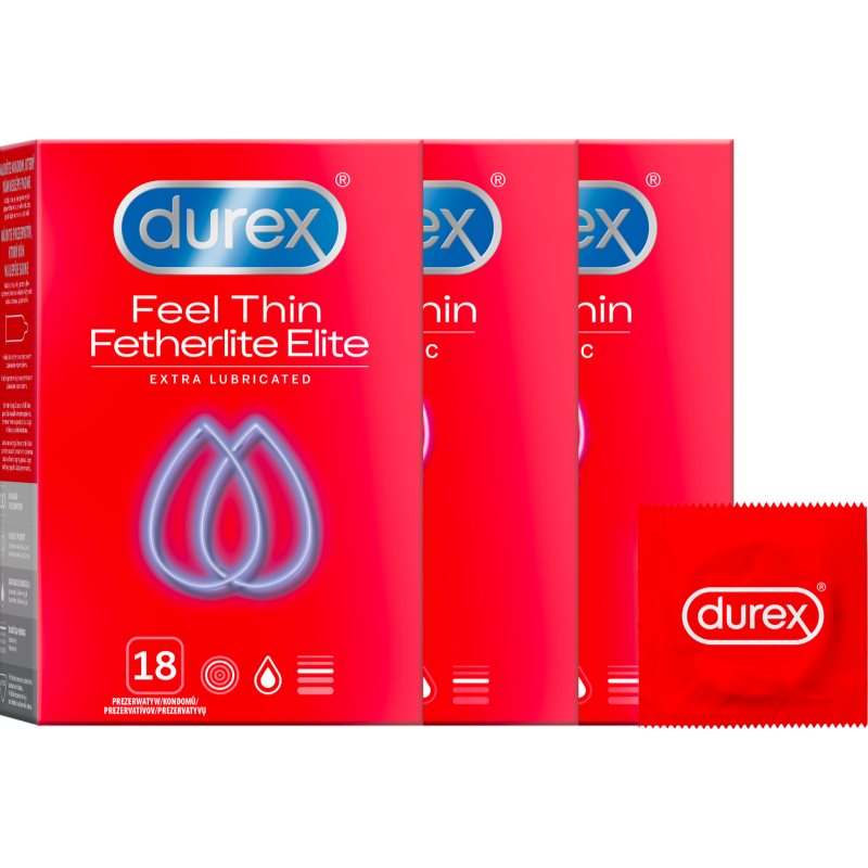 Durex Feel Thin Extra Lubricated 2+1 Préservatifs (conditionnement Avantageux)