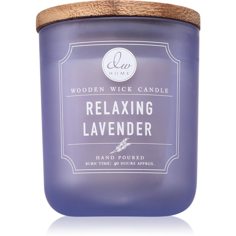 DW Home Signature Relaxing Lavender vonná svíčka s dřevěným knotem 340 g