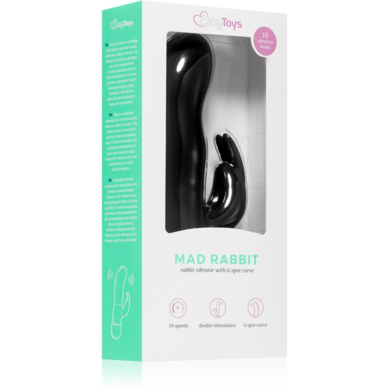 EasyToys Mad Rabbit Black Vibromasseur Muni D’un Stimulateur Clitoridien 17 Cm