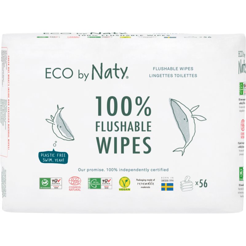 ECO by Naty Flushable Wipes vlhčené ubrousky pro děti 3x56 ks