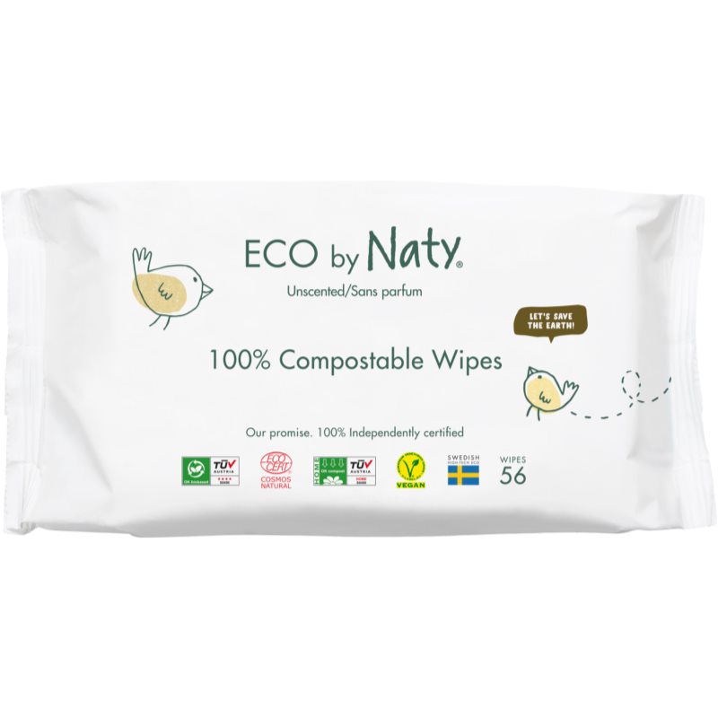 E-shop ECO by Naty Unscented 100 % Compostable Wipes vlhčené ubrousky pro děti 56 ks