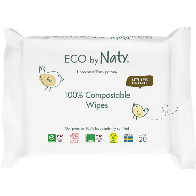E-shop ECO by Naty Unscented 100 % Compostable Wipes vlhčené ubrousky pro děti 20 ks