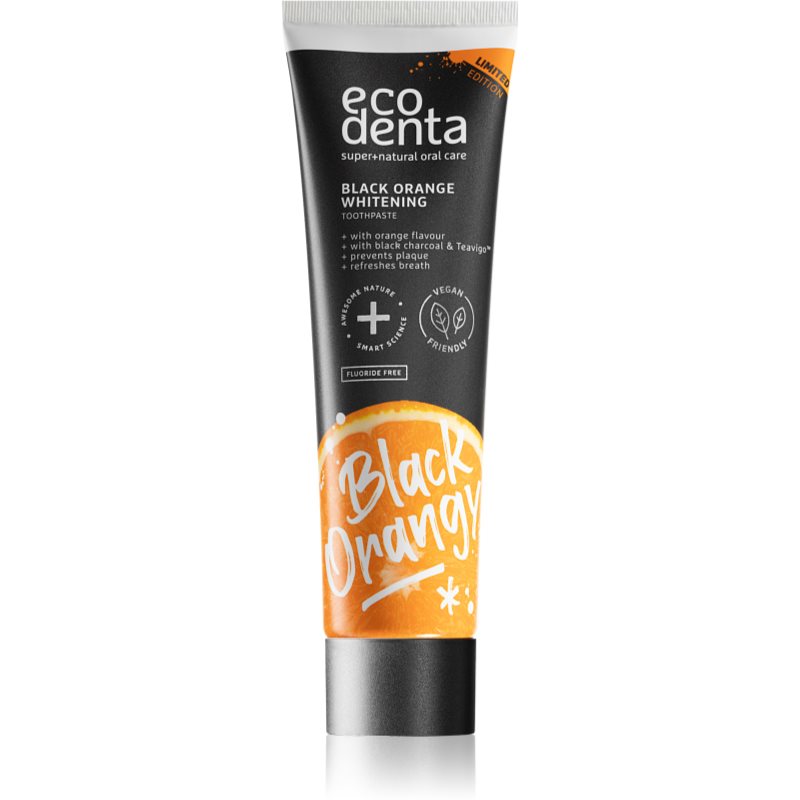 Ecodenta Expert Black Orange Whitening чорна зубна паста з відбілюючим ефектом без фтору присмак Pomeranč 100 мл
