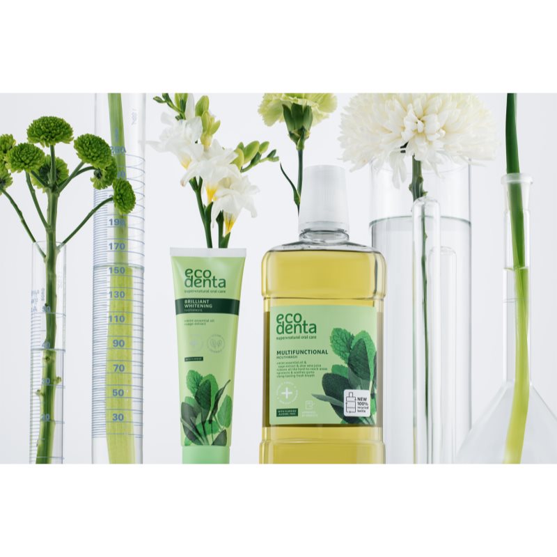 Ecodenta Green Brilliant Whitening bleichende Zahnpasta mit Fluor für frischen Atem Mint Oil + Sage Extract 100 ml