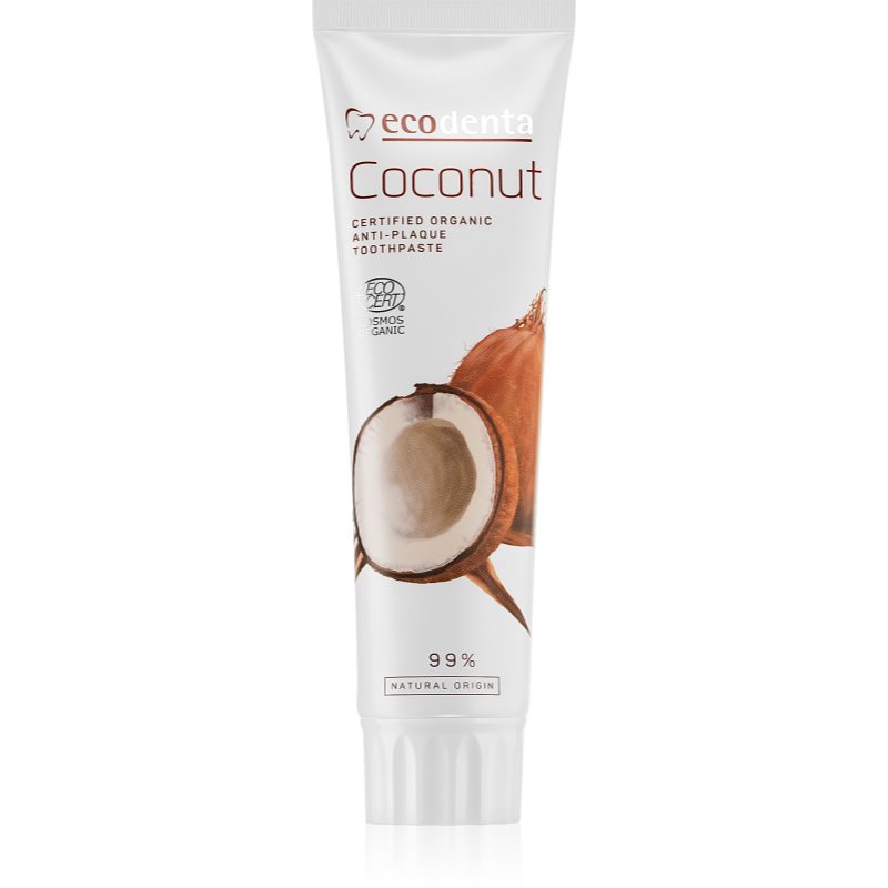 

Ecodenta Cosmos Organic Coconut зубна паста без фтору для зміцнення зубної емалі