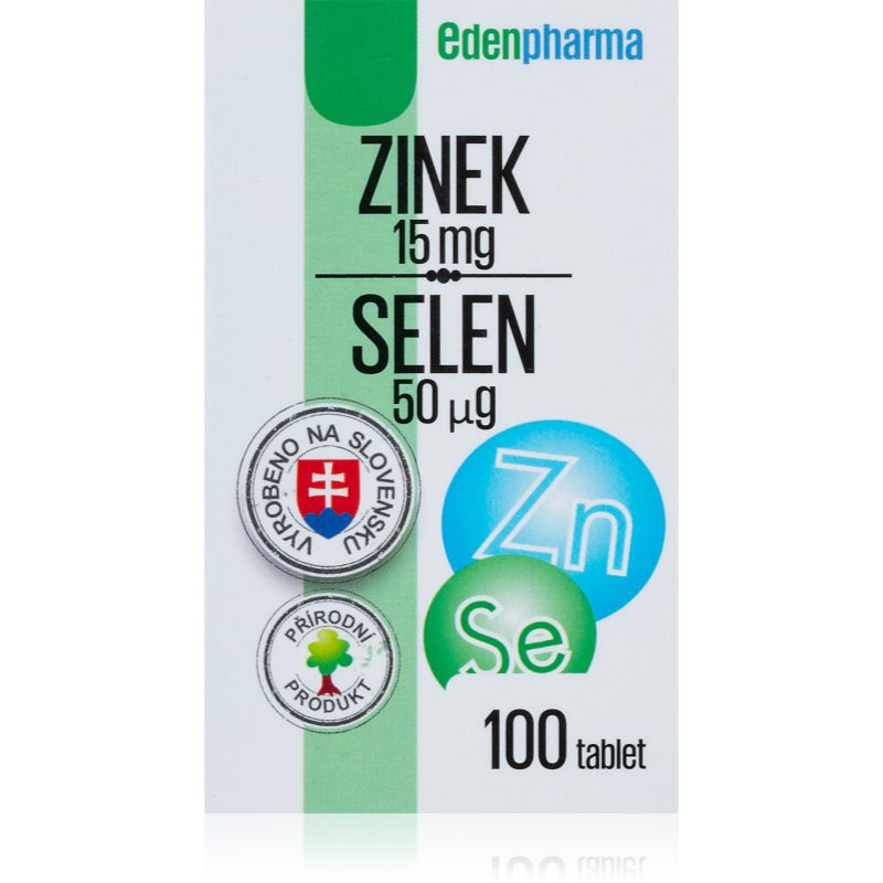 EDENPharma Zinok 15 mg + Selén 50 µg komplex minerálov na podporu imunitného systému, pre krásne vlasy a pleť 100 tbl kúpite na Notino.sk