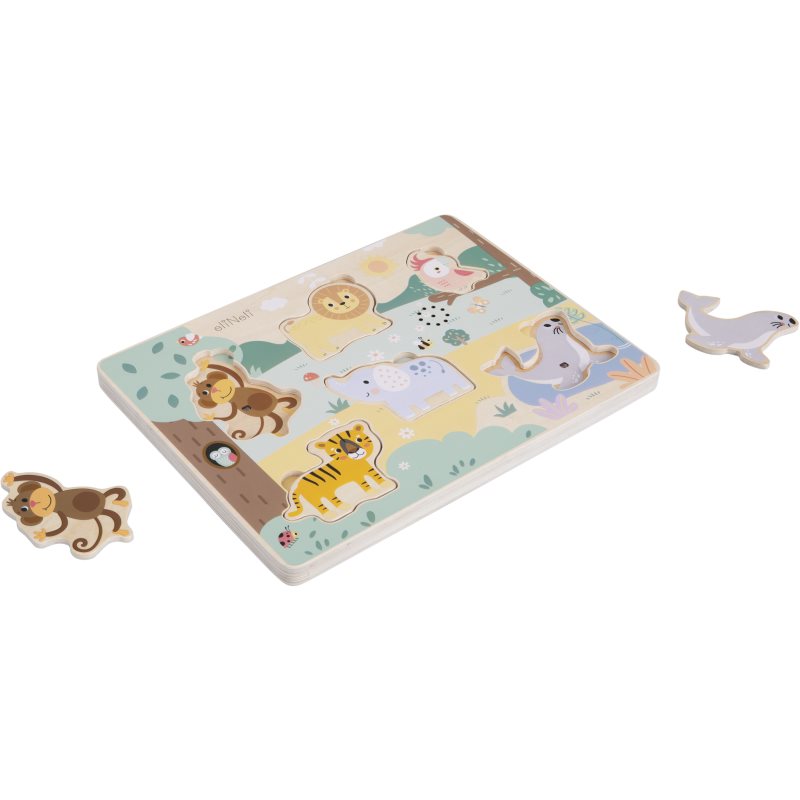 eliNeli Sound Puzzle Animals aktivity vkládačka ze dřeva 18m+ 7 ks