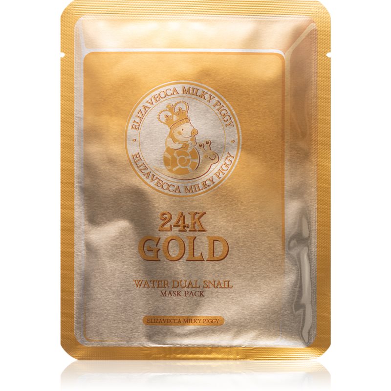 Elizavecca Milky Piggy 24K Gold Water Dual Snail Mask Moisturising Face Sheet Mask With 24 Carat Gold 10x25 Ml