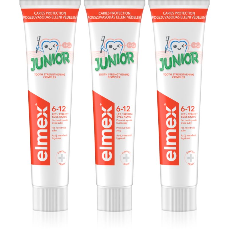 Elmex Junior 6-12 Years pasta de dientes para niños 3x75 ml
