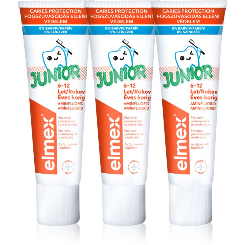 Elmex Junior 6-12 Years dantų pasta vaikams 3x75 ml
