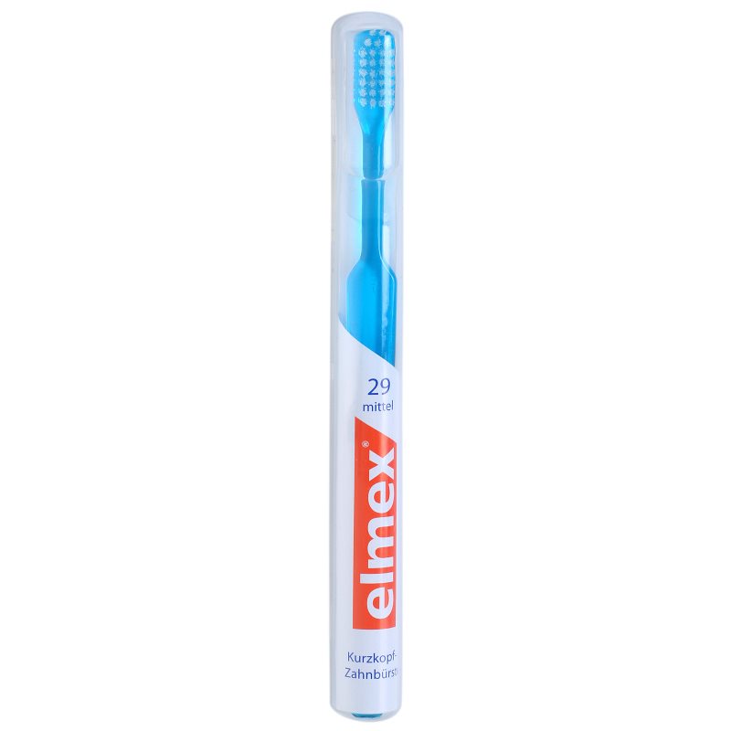 

Elmex Caries Protection 29 зубна щітка з рівними щетинками середньої жорсткості кольорові варіації blue