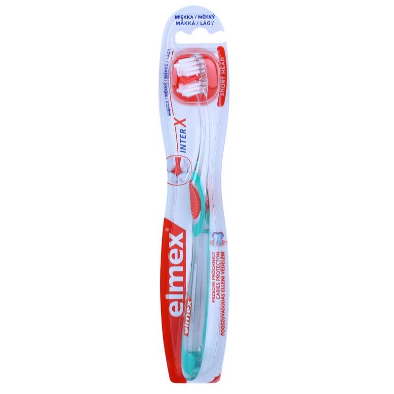 

Elmex Caries Protection interX зубна щітка середньої жорткості м'яка transparent/red/blue