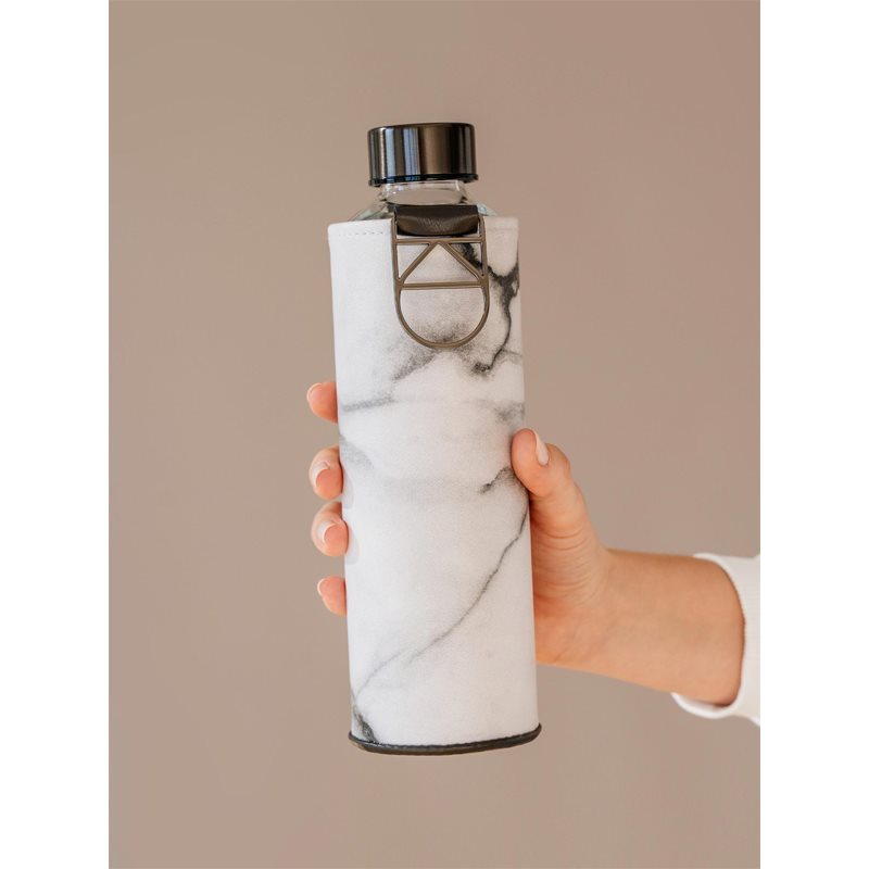 Equa Mismatch скляна пляшка для води + чохол зі штучної шкіри колір Stone 750 мл