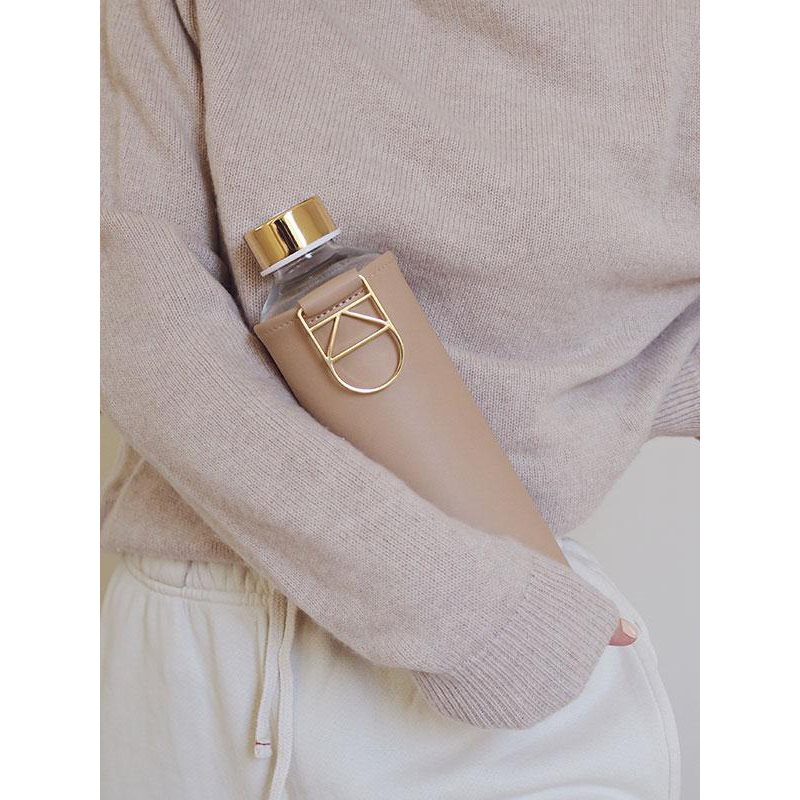 Equa Mismatch Bouteille D'eau En Verre + Couverture En Simili Cuir Teinte/couleur Sienna 750 Ml