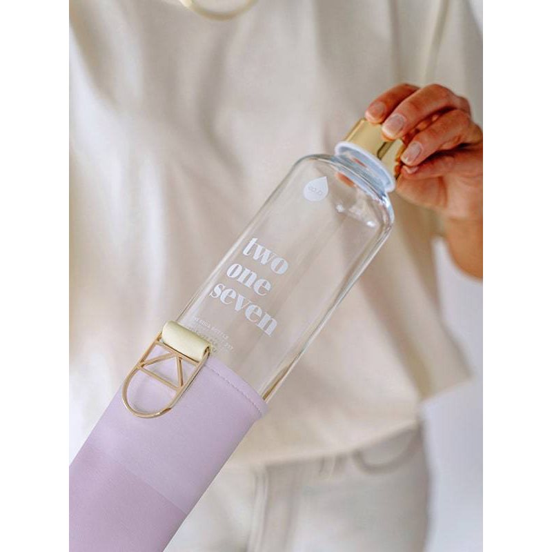 Equa Mismatch скляна пляшка для води + чохол зі штучної шкіри колір Lila 750 мл
