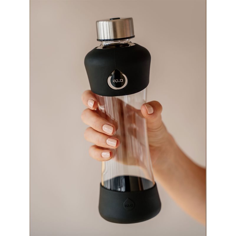 Equa Active Glass Water Bottle Black 550 Ml