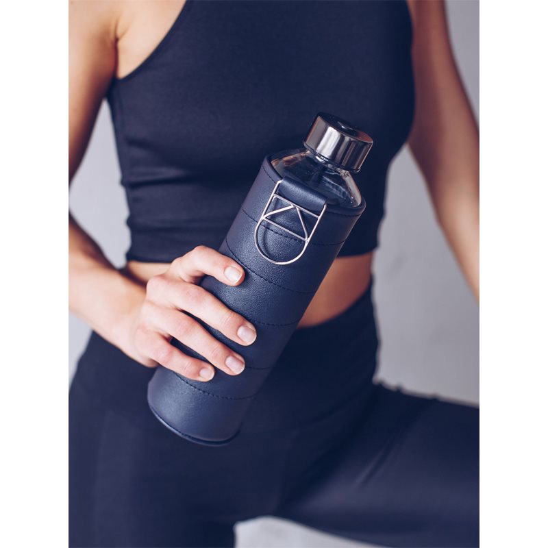 Equa Mismatch скляна пляшка для води + чохол зі штучної шкіри колір Graphite 750 мл
