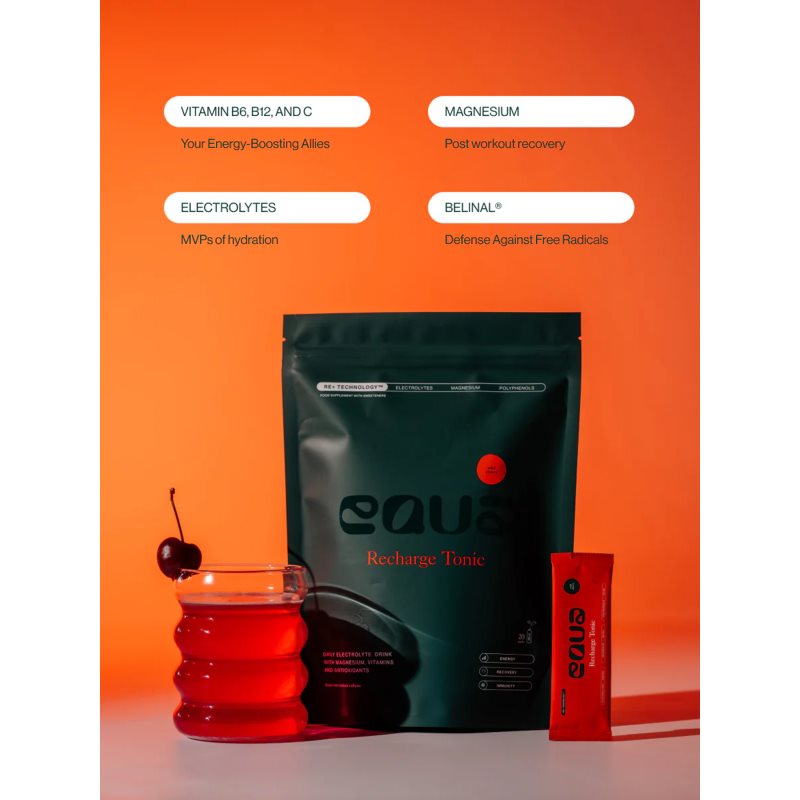 Equa Recharge Tonic rehydratační iontový nápoj k zajištění elektrolytické rovnováhy příchuť Wild Cherry 20x4.5 g (obrázek 6)