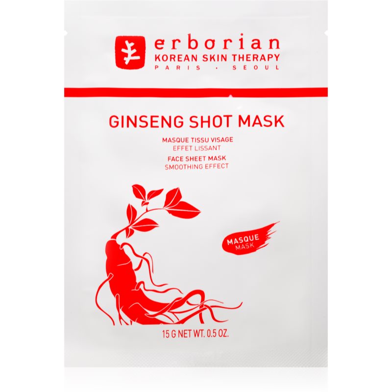 Erborian Ginseng Shot Mask plátenná maska s vyhladzujúcim efektom 15 g