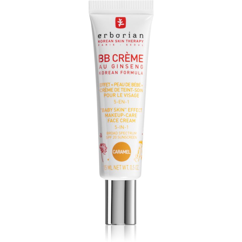 Erborian BB Cream odos išvaizdą gerinantis BB kremas su SPF 20 maža pakuotė atspalvis Caramel 15 ml