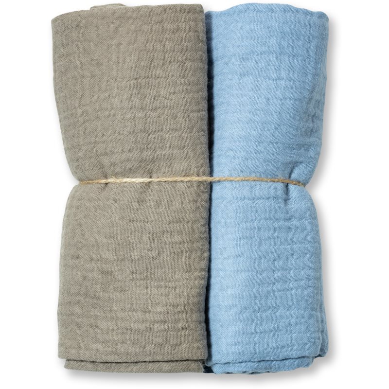 Eseco Muslin Diapers Grey + Blue medžiaginės sauskelnės 65 x 65 cm 2 vnt.