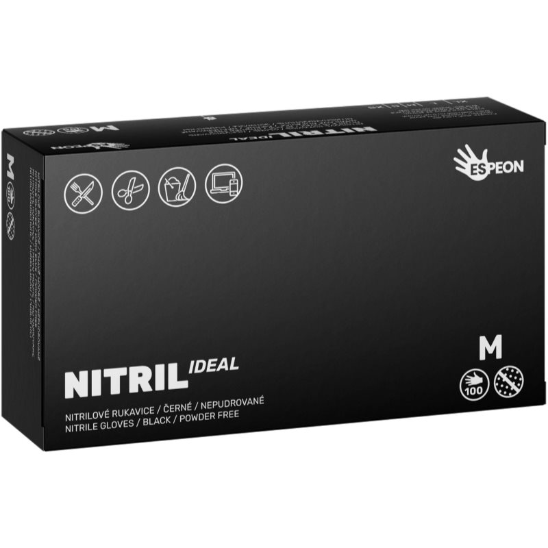 E-shop Espeon Nitril Ideal Black nitrilové nepudrované rukavice velikost M 100 ks