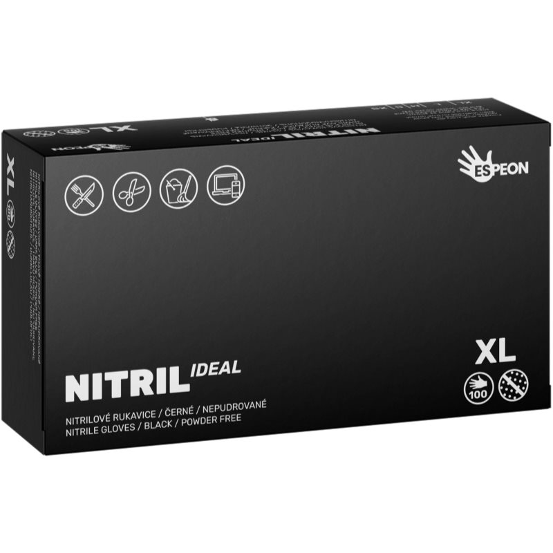 E-shop Espeon Nitril Ideal Black nitrilové nepudrované rukavice velikost XL 100 ks
