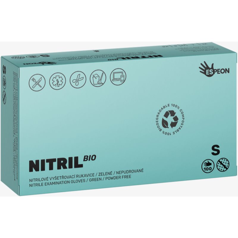 Espeon Nitril BIO Green puderfria handskar av nitril Storlek S 2x50 st. female