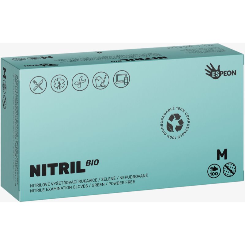 Espeon Nitril BIO Green puderfria handskar av nitril Storlek M 2x50 st. female