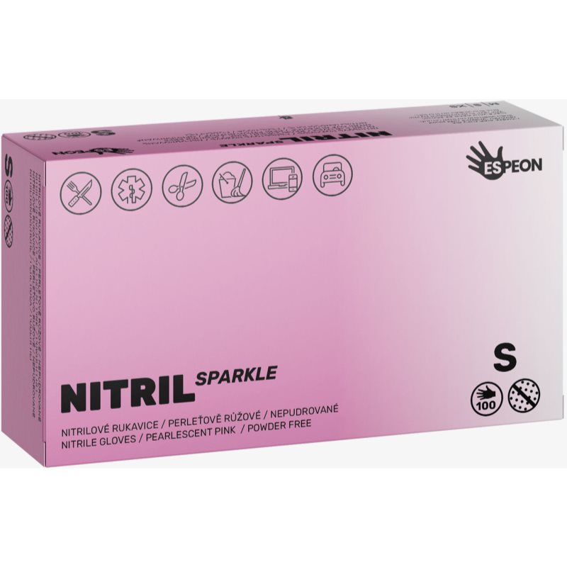 Espeon Nitril Sparkle Pearlescent Pink нітрилові неопудрені рукавички розмір S 2x50 кс