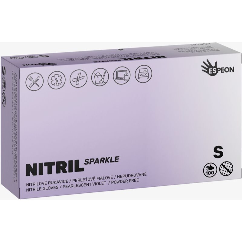 Espeon Nitril Sparkle Pearlescent Violet puderfria handskar av nitril Storlek S 2x50 st. female