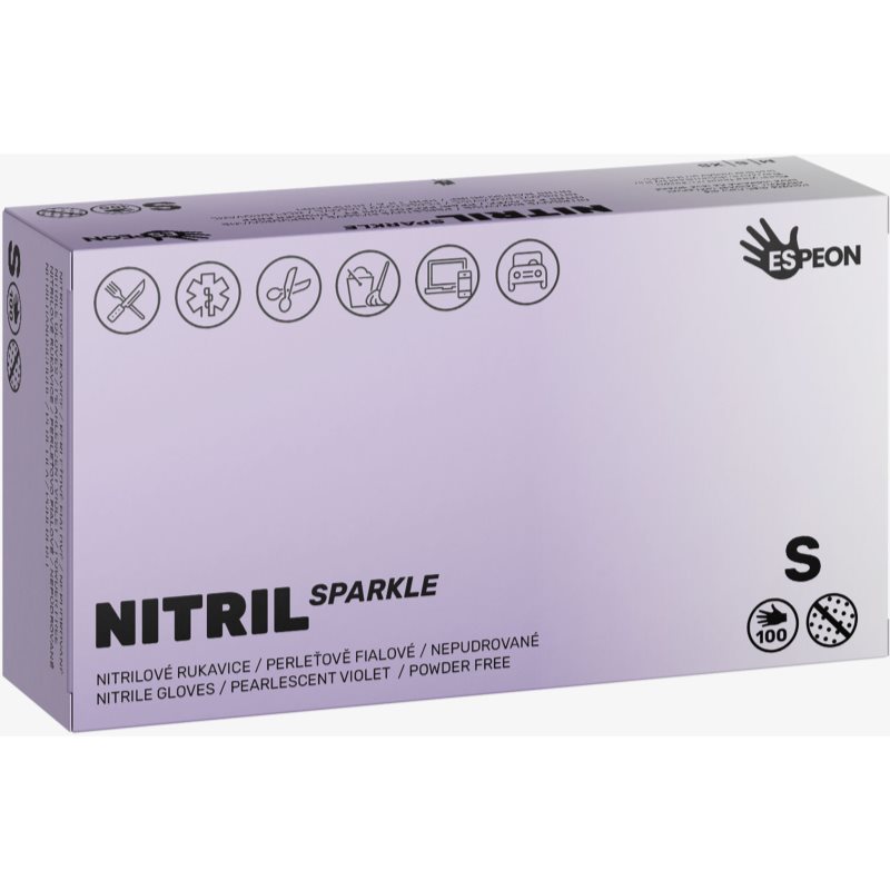 Espeon Nitril Sparkle Pearlescent Violet Handschuhe aus Nitril puderfrei Größe S 2x50 St.