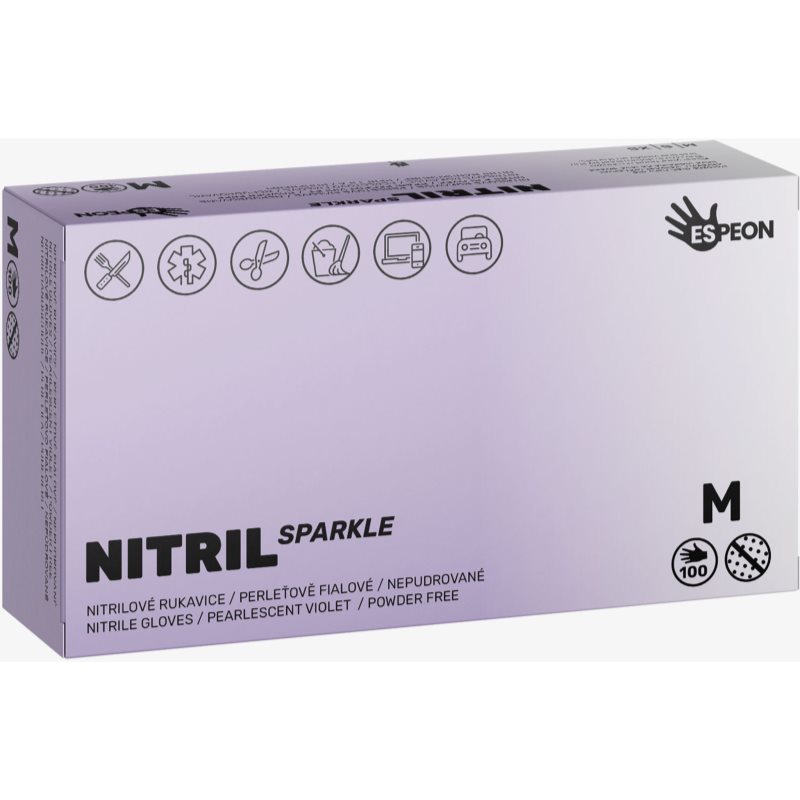 Espeon Nitril Sparkle Pearlescent Violet puderfria handskar av nitril Storlek M 2x50 st. female