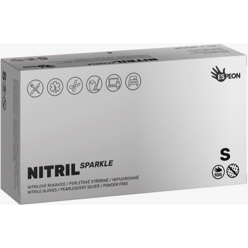 Espeon Nitril Sparkle Pearlescent Silver нітрилові неопудрені рукавички розмір S 2x50 кс