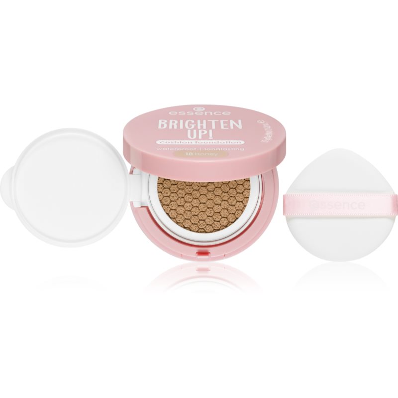 essence BRIGHTEN UP! Cushion Foundation make-up v houbičce odstín 10 Honey 12 g