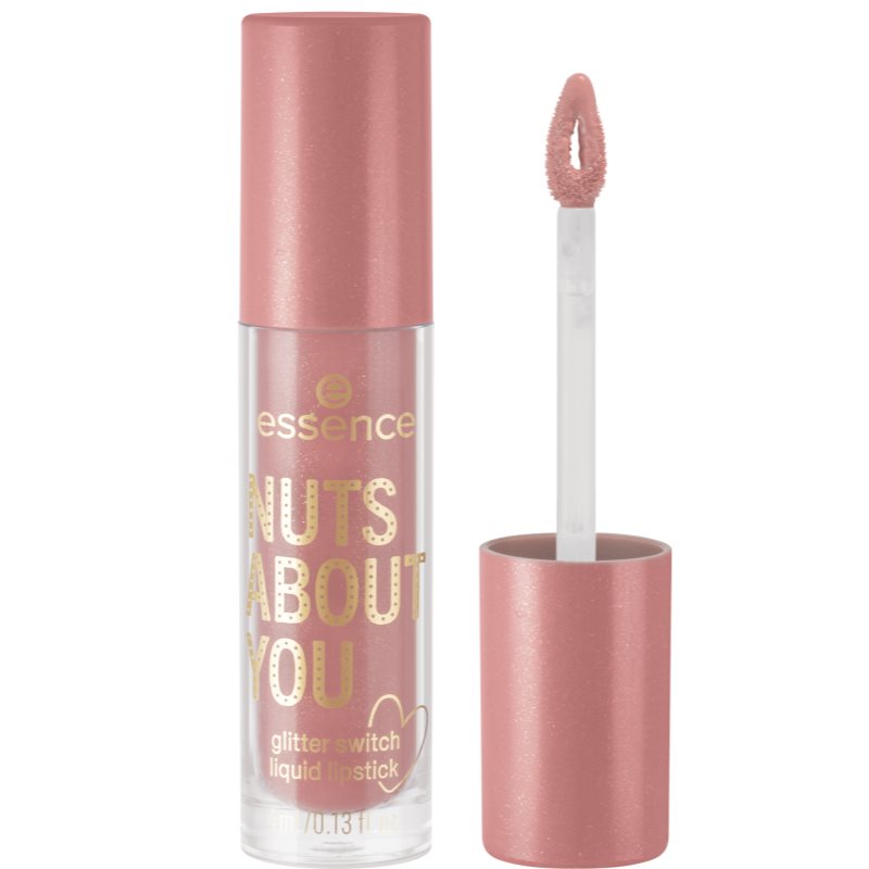 essence Nuts About You tekutý rúž s trblietkami odtieň 01 Kiss Me Prince 4 ml