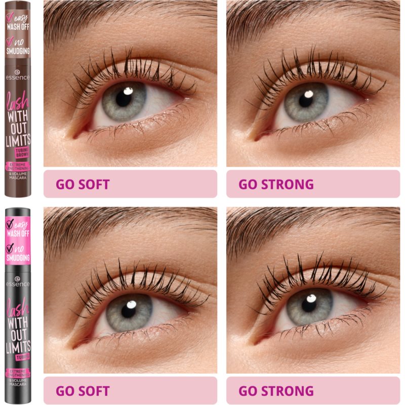 essence lash WITHOUT LIMITS TUBING Wimpernverlängernde Volumenmascara Farbton 05 Faux Real 13 ml (Bild 6)
