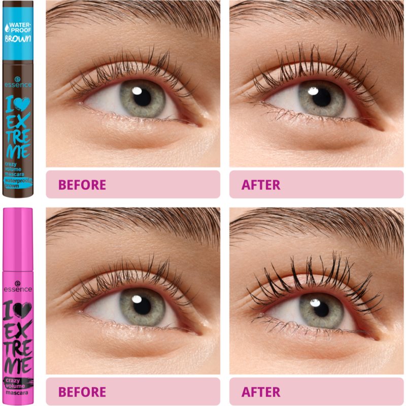 essence I LOVE EXTREME crazy volume voděodolná řasenka pro objem odstín 01 Cozy Brown 12 ml (obrázek 4)