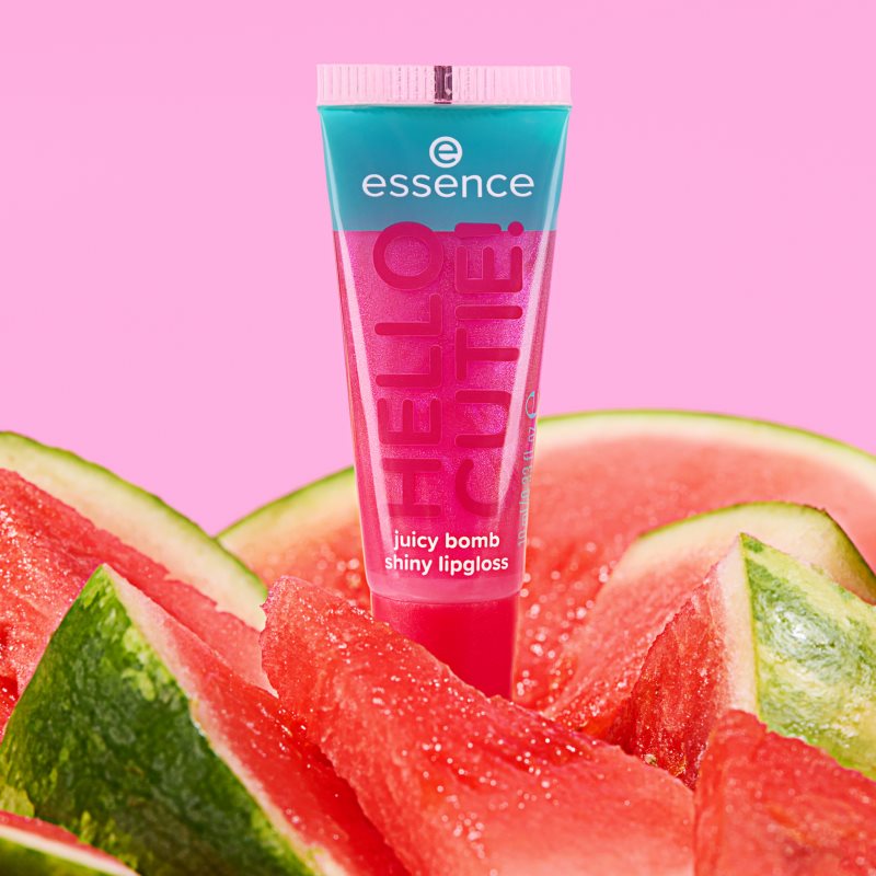 essence Say It With Juicy Hello Cutie! trblietavý lesk na pery odtieň 02 Witty Watermelon 10 ml (obrázok 4)
