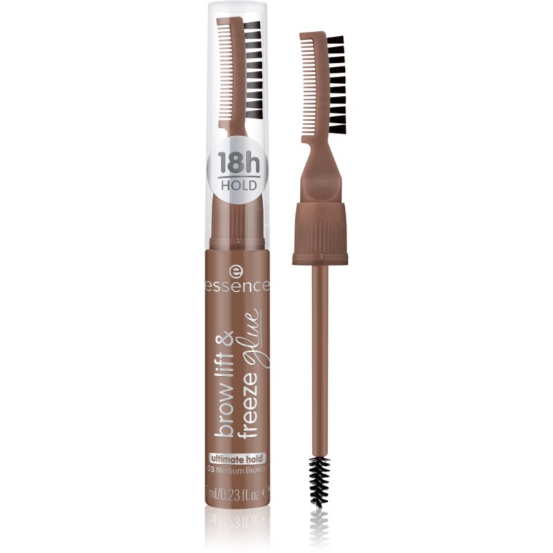 essence Brow Lift & Freeze transparentný gél na obočie odtieň 03 Medium Brown 7 ml
